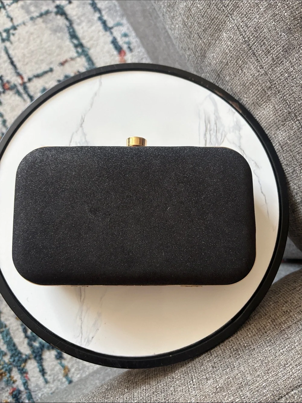 Black Crystal-Embellished Evening Clutch